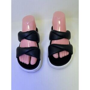 Sorel Women’s Sz 6.5 Viibe Twist Slide Women's Casual Sandals, Black/Sea Salt